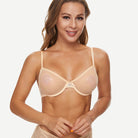 Breathable Unlined Sheer Bra with Underwire Support, Nude Wingslove
