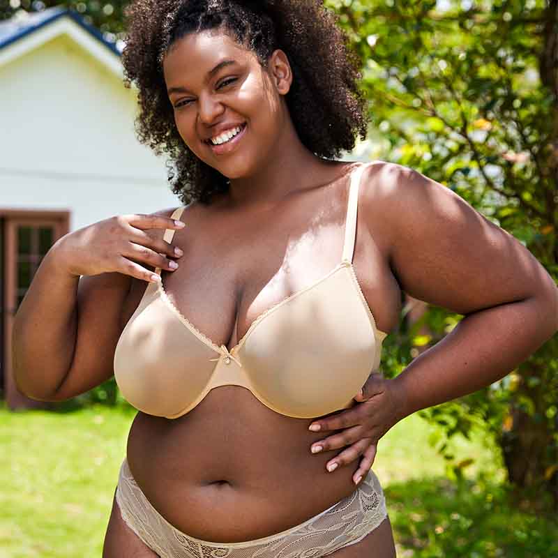 Breathable Unlined Sheer Bra with Underwire Support, Nude Wingslove