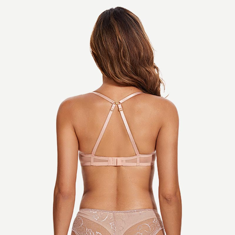 Breathable Unlined Sheer Bra with Underwire Support, Pink Nude Wingslove