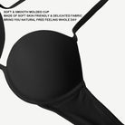 Deep V Padded Push Up Bra with Underwire, Black Wingslove