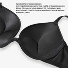 Deep V Padded Push Up Bra with Underwire, Black Wingslove
