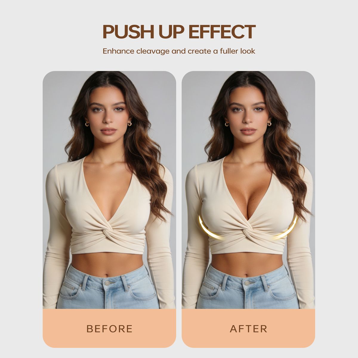 Deep V Padded Push Up Bra with Underwire, Black Wingslove