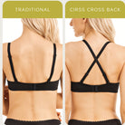 Deep V Padded Push Up Bra with Underwire, Black Wingslove