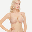 Wingslove Deep V Padded Push Up Bra with Underwire, Champagne