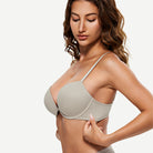 Deep V Padded Push Up Bra with Underwire, Pink Wingslove