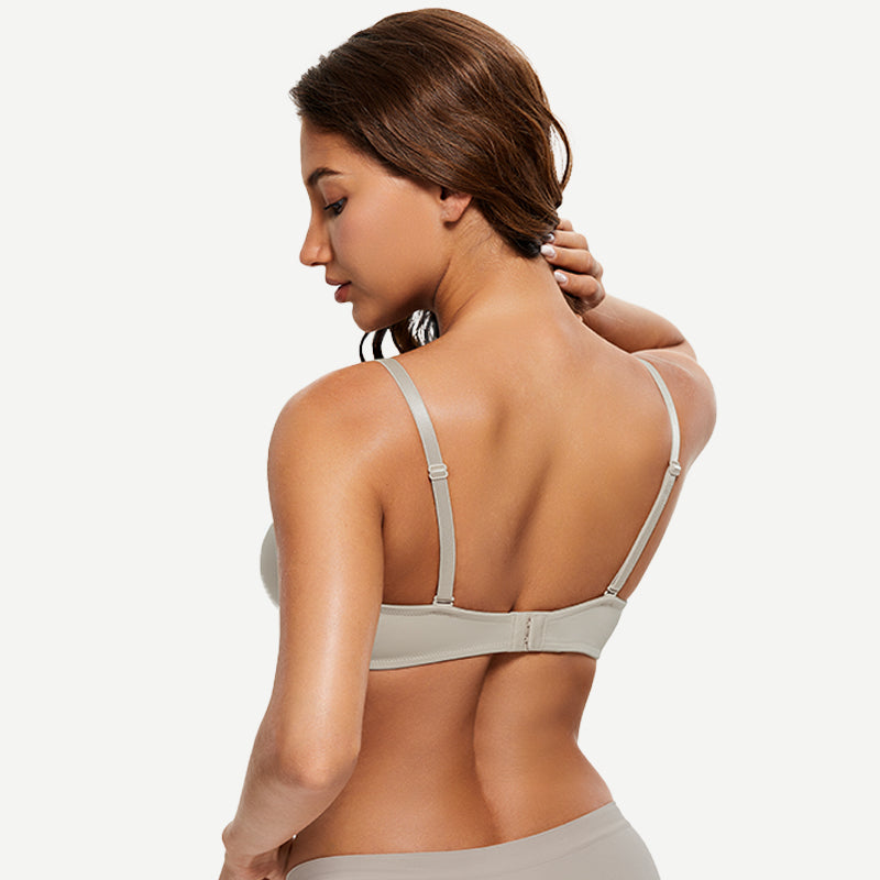 Deep V Padded Push Up Bra with Underwire, Pink Wingslove