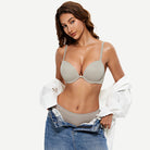 Deep V Padded Push Up Bra with Underwire, Pink Wingslove