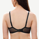 Floral Lace Unlined Plunge Bra with Underwire, Black Wingslove