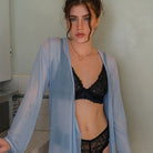 Floral Lace Unlined Plunge Bra with Underwire, Black Wingslove