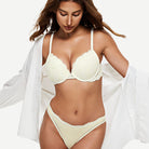 Floral Plunge Underwire Push Up Bra With Padded, Ivory Wingslove