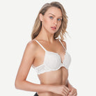 Floral Plunge Underwire Push Up Bra With Padded White Wingslove