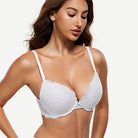 Floral Plunge Underwire Push Up Bra With Padded White Wingslove