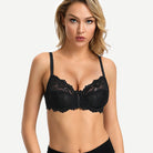 Full Coverage Lace Bra Underwire Bralette, Black Wingslove