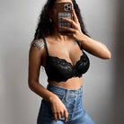 Full Coverage Lace Bra Underwire Bralette, Black Wingslove