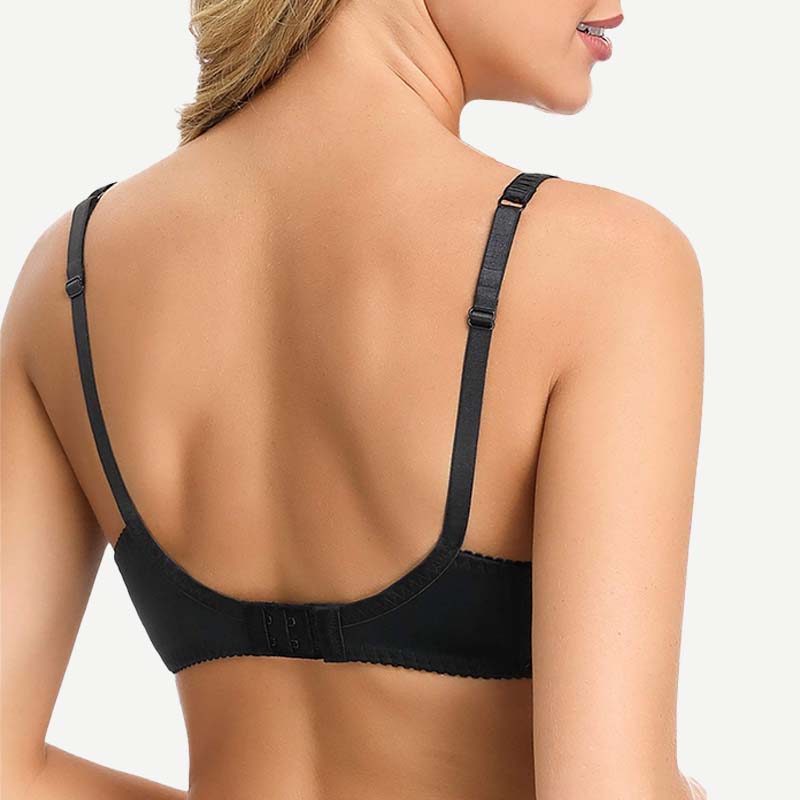 Full Coverage Lace Bra Underwire Bralette, Black Wingslove