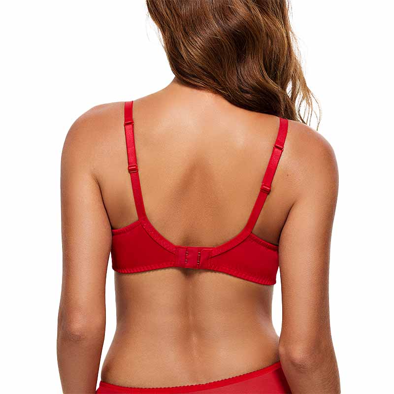 Full Coverage Lace Bra Underwire Bralette, Lava Red Wingslove