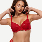Full Coverage Lace Bra Underwire Bralette, Lava Red Wingslove