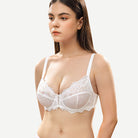 Wingslove Full Coverage Lace Bra Underwire Bralette, White