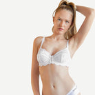 Wingslove Full Coverage Lace Bra Underwire Bralette,White