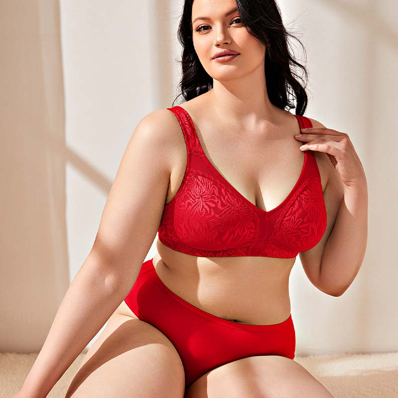 Full Coverage Minimizer Bra Wire-free, Lava Red wingslove