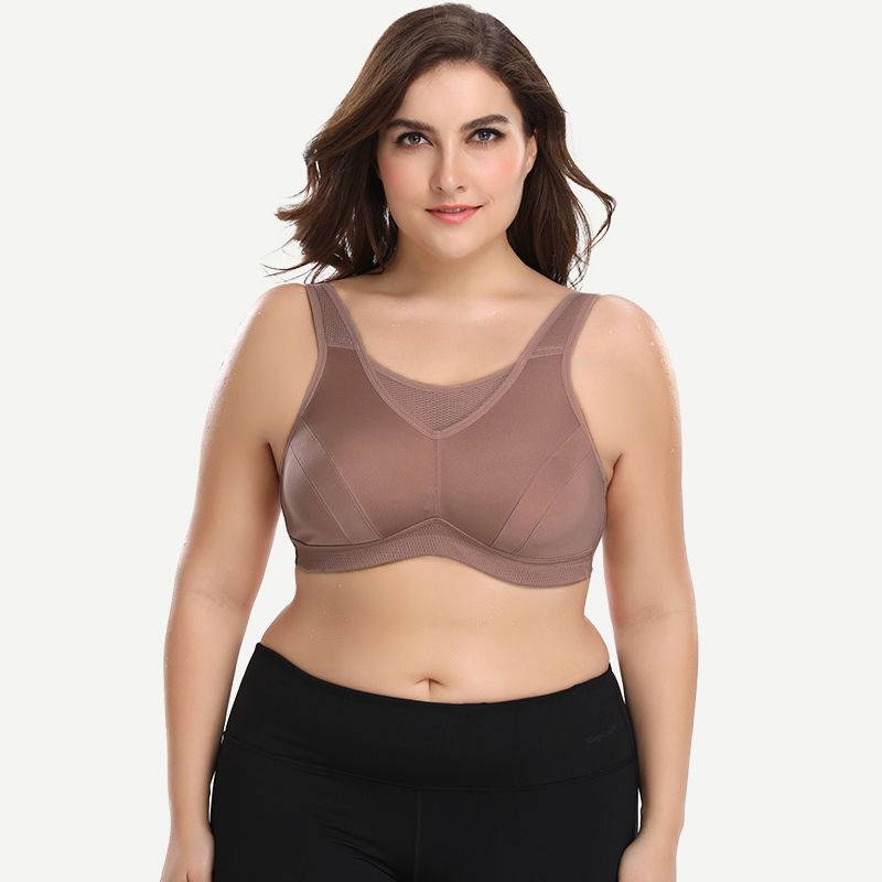 Full Coverage Solid Absorb Breathable Wirefree Sports Bra Amber