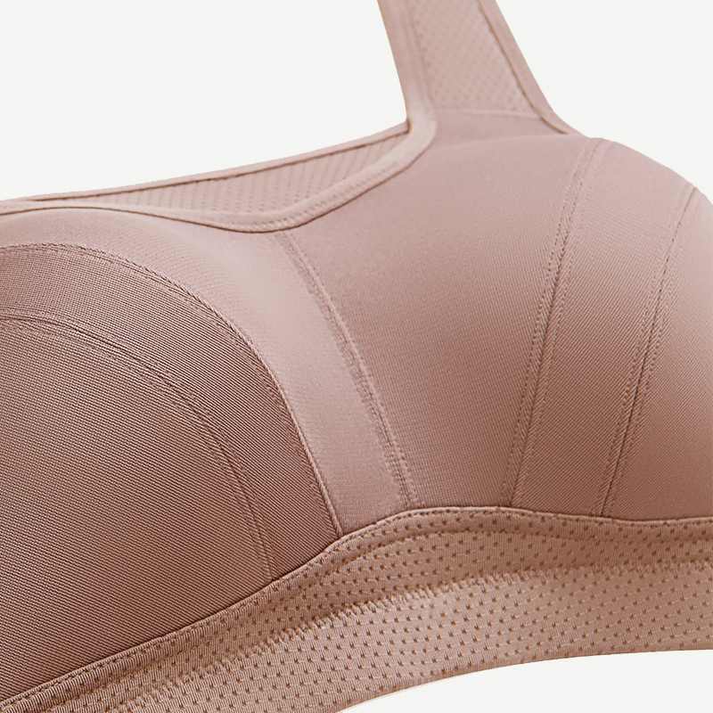 Full Coverage Solid Absorb Breathable Wirefree Sports Bra Amber