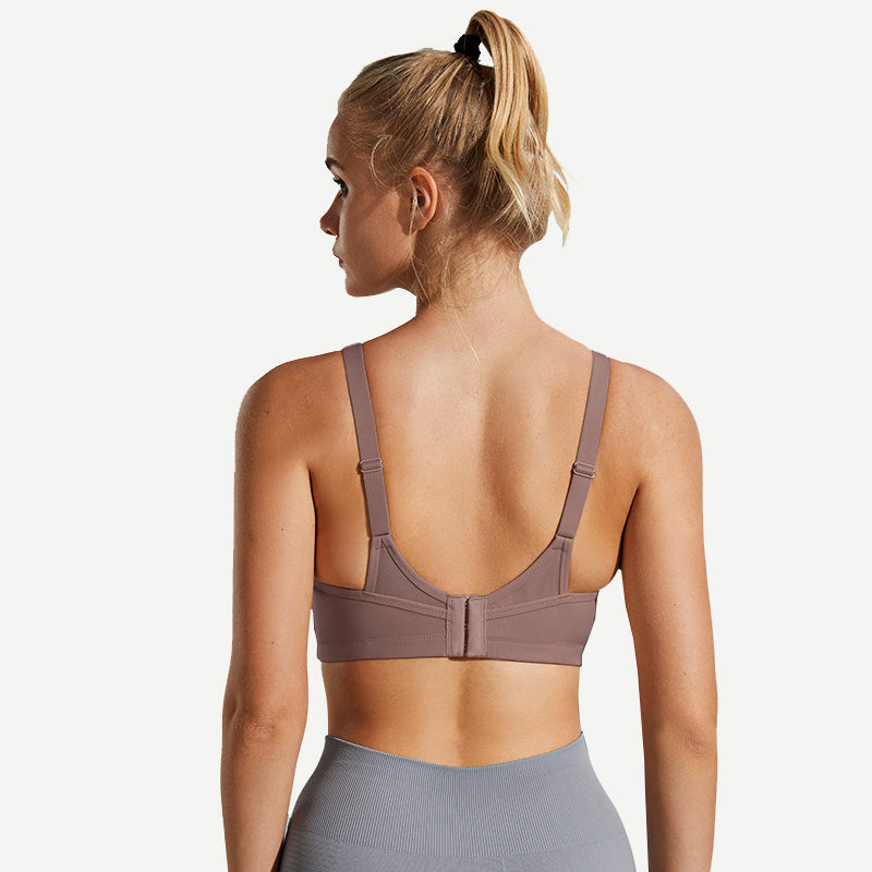 Full Coverage Solid Absorb Breathable Wirefree Sports Bra Amber wingslove