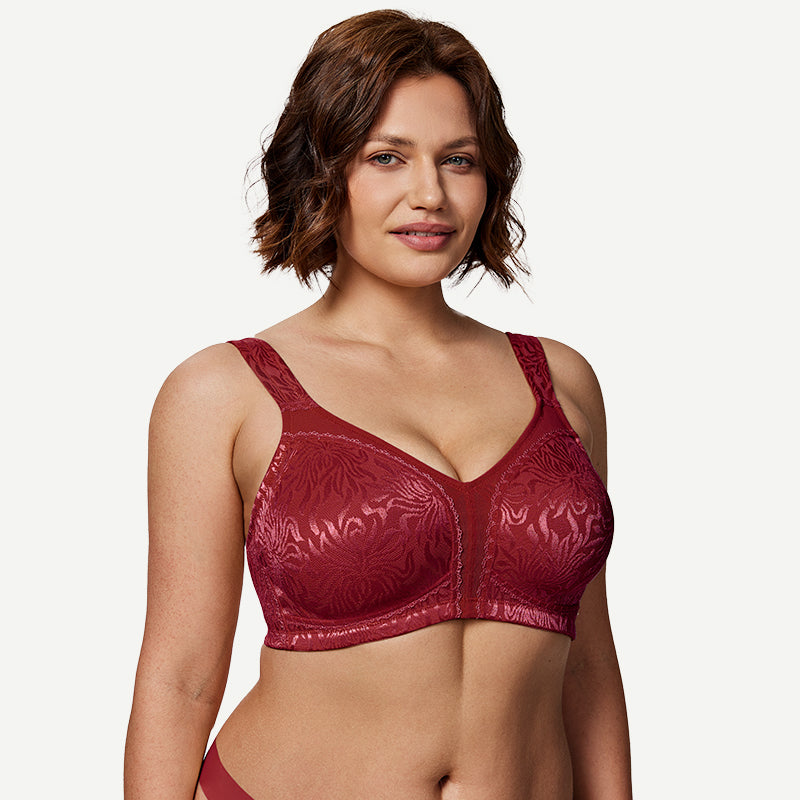 Minimizer Bra Non Padded Wire-free Wine Red - WingsLove