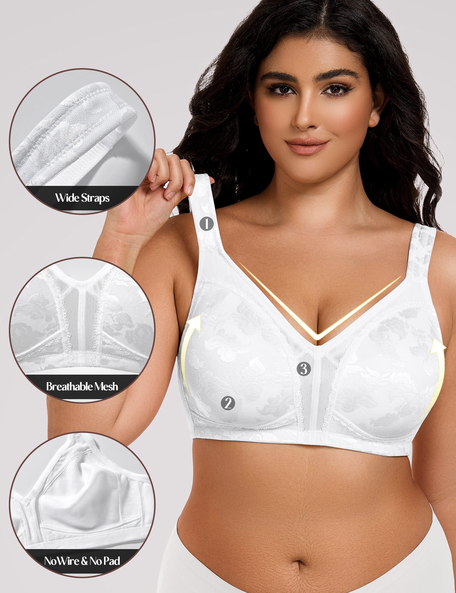 Minimizer Bras Full Coverage Wirefree, White Wingslove 05