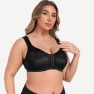 Plus Size Front Closure Hook Wireless Black Minimizer Bra Wingslove