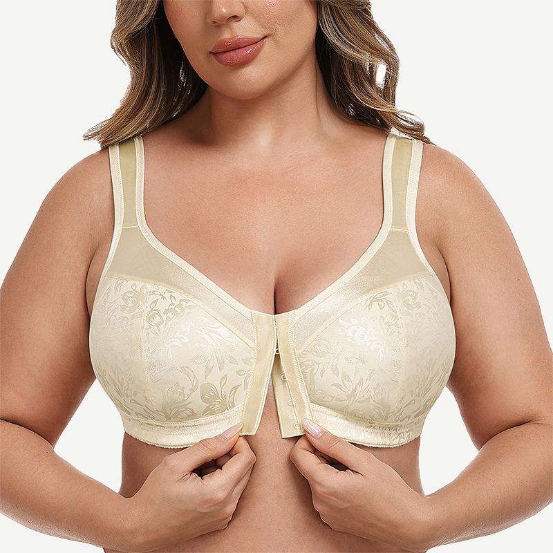 Plus Size Front Closure Hook Wireless Nude Minimizer Bra