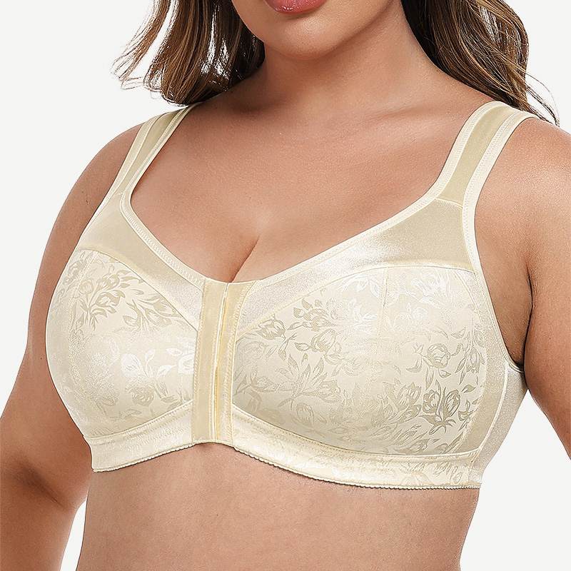Plus Size Front Closure Hook Wireless Nude Minimizer Bra