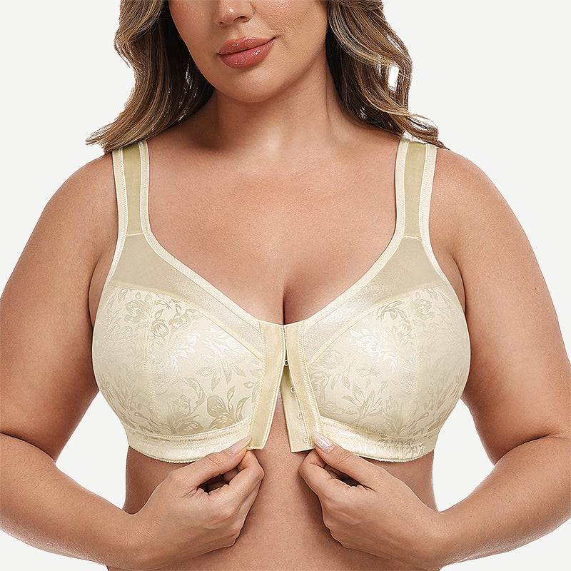 Plus Size Front Closure Hook Wireless Nude  full coverage Minimizer Bra Wingslove