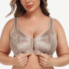 Plus Size Front Closure Hook Wireless Toffee Minimizer Bra