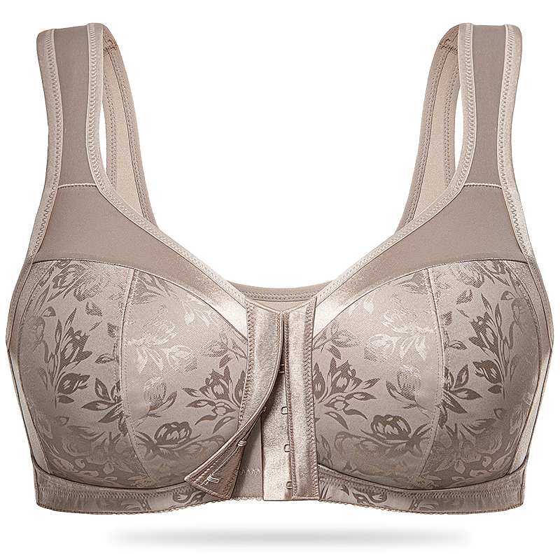 Plus Size Front Closure Hook Wireless Toffee Minimizer Bra