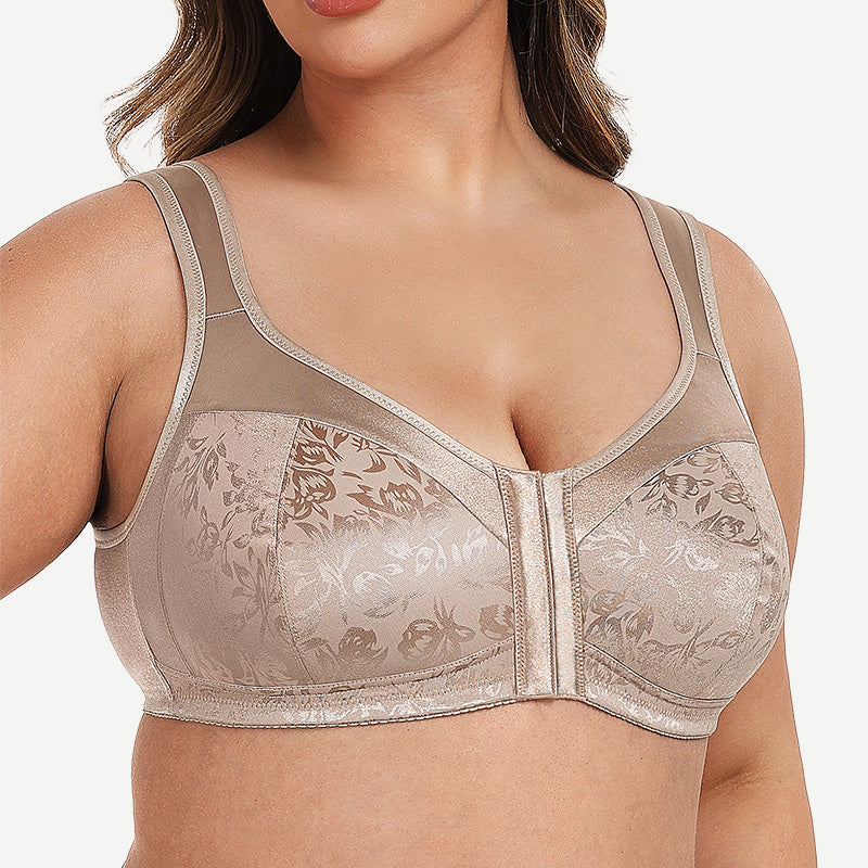 Plus Size Front Closure  Hook Wireless Toffee Minimizer Bra For heavy breast Wingslove