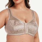 Plus Size Front Closure Hook Wireless Toffee Minimizer Bra