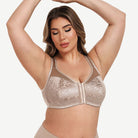 Plus Size Front Closure Hook Wireless Toffee Minimizer Bra
