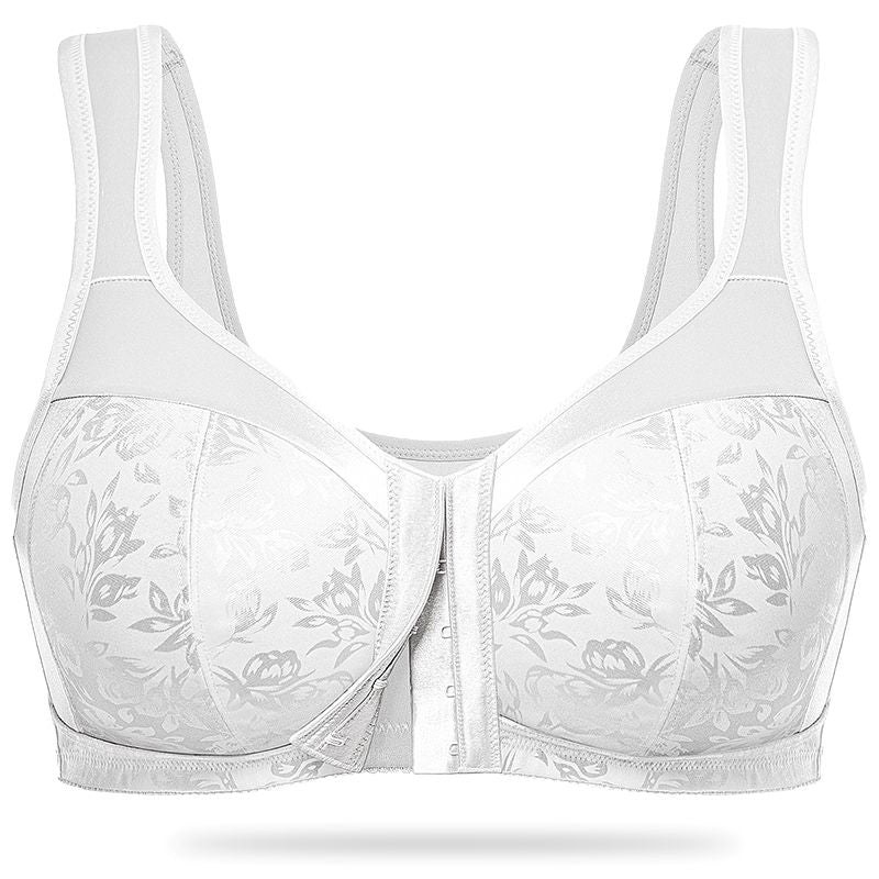Plus Size Front Closure Hook Wireless White Minimizer Bra