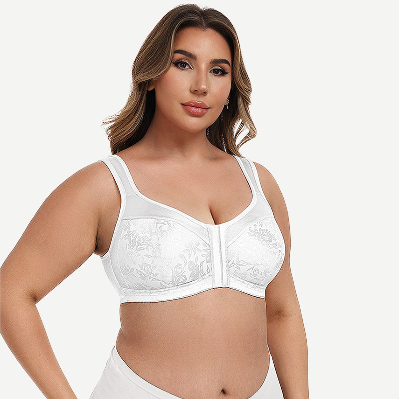 Plus Size Front Closure Hook Wireless White full coverage Minimizer Bra Wingslove