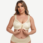 Wingslove Plus Size Front Closure Wireless Minimizer Bra, Nude