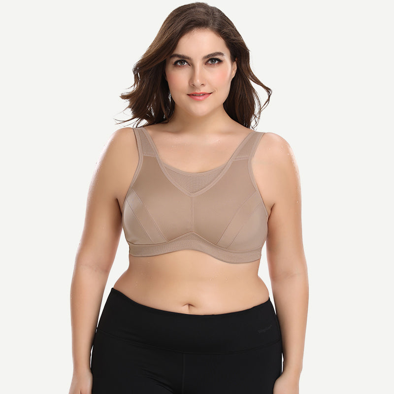 Plus Size Non Padded Yoga Sports Bra Dark Nude Wingslove