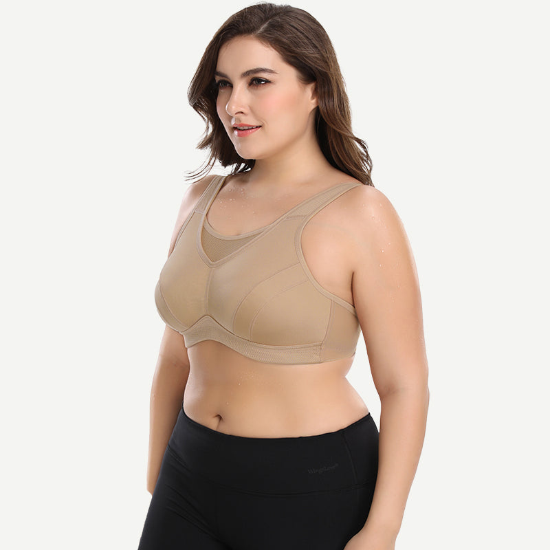 Plus Size Non Padded Yoga Sports Bra Dark Nude Wingslove