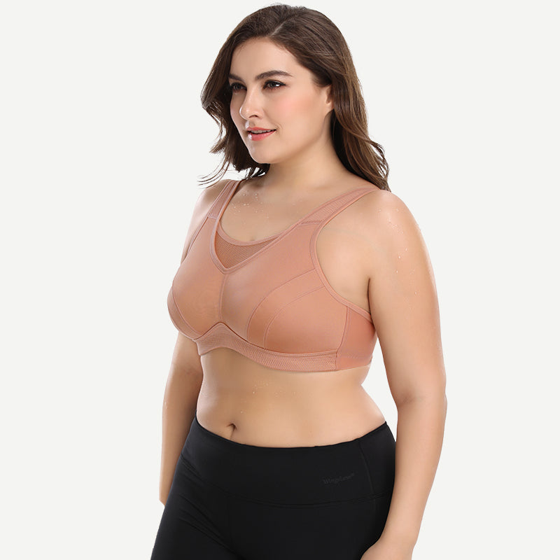 Plus Size Non Padded Yoga Sports Bra Orange Wingslove