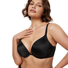 Seamless Plus Size Plunge Push-Up Bra Underwire, Black Wingslove