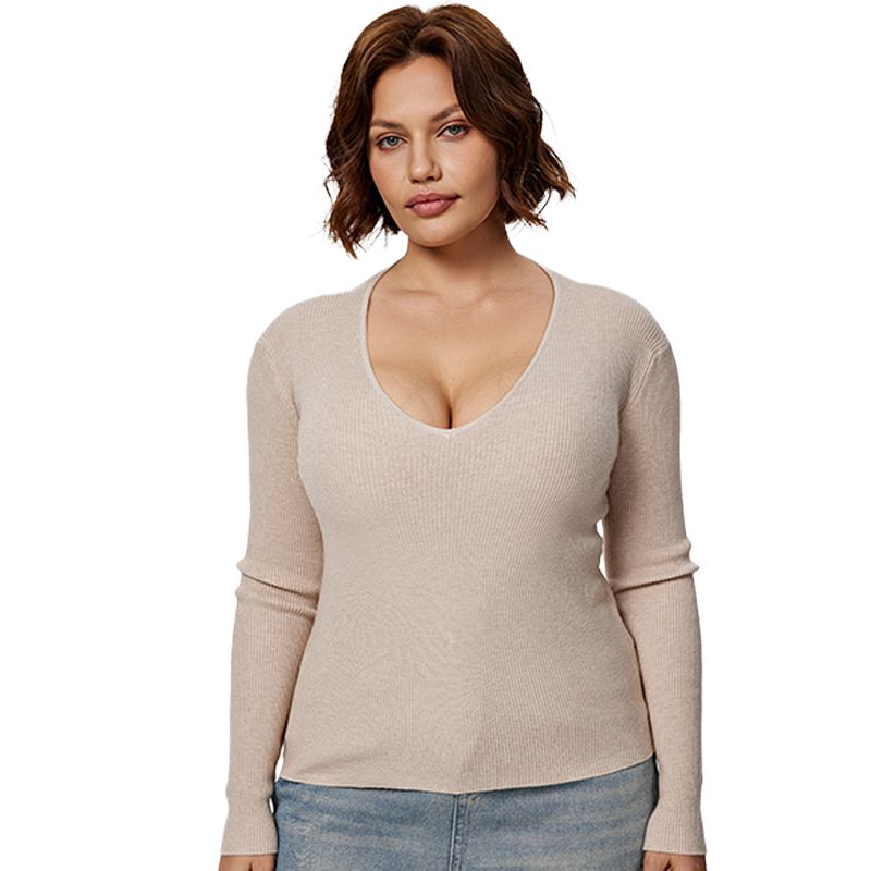 Seamless Plus Size Plunge Push-Up Bra Underwire, Nude Wingslove