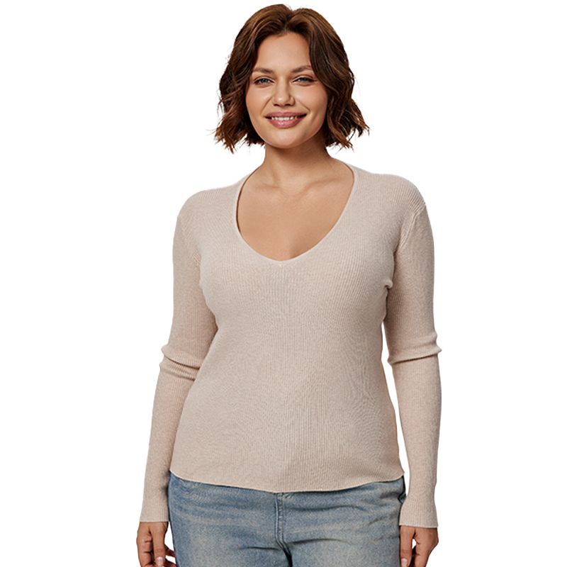 Seamless Plus Size Plunge Push-Up Bra Underwire, Nude Wingslove