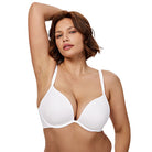 Seamless Plus Size Plunge Push-Up Bra Underwire, White Wingslove