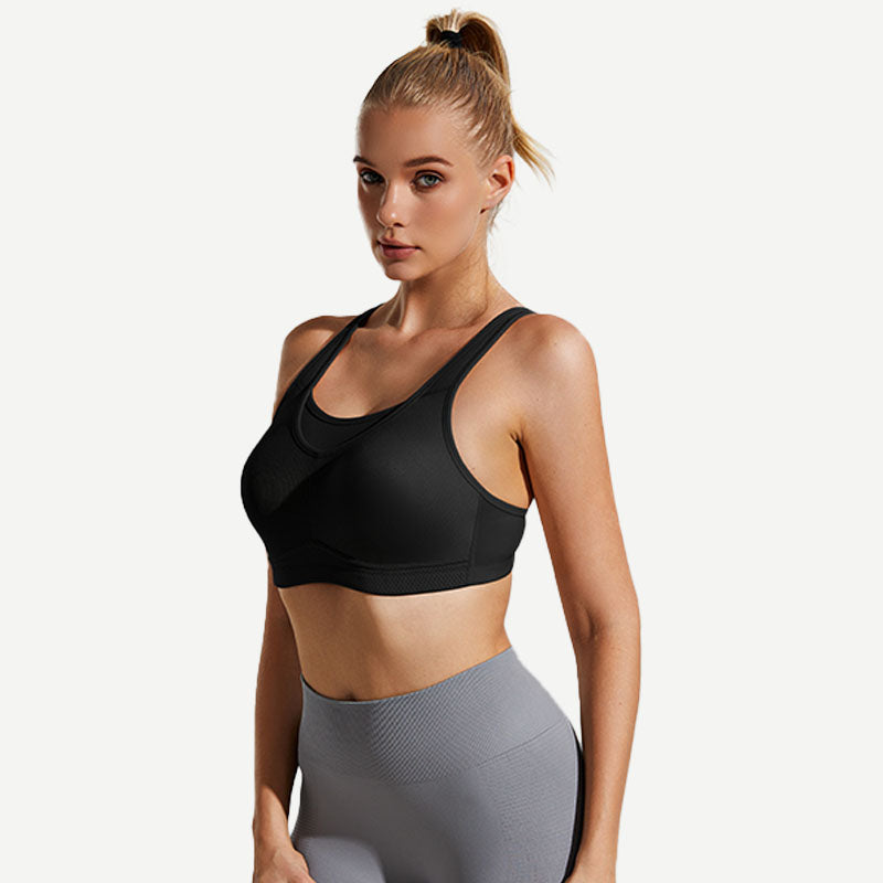 Seamless Sports Bra Wireless Comfort, Black Wingslove