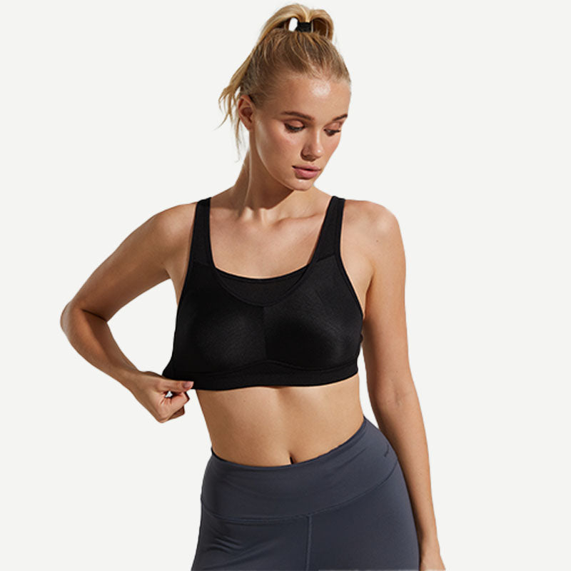 Seamless Sports Bra Wireless Comfort, Black Wingslove